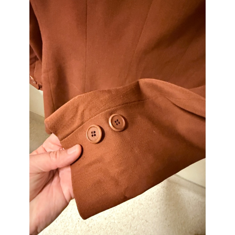 VTG Henri Bendel Italy 100% Wool Womens Brown Double Breasted Blazer‎ Size 6 - Picture 8 of 12